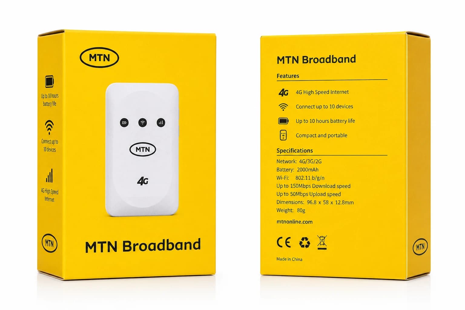 Universal MTN 4G Broadband MiFi Device (2000mAh Battery)